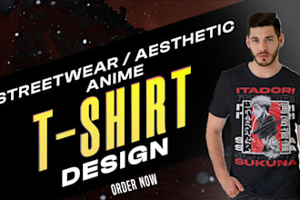 make a aesthetic anime tshirt design for your brand