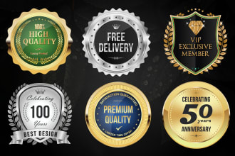 design award badge, 3d seal, certification stamp round logo, monogram, sticker