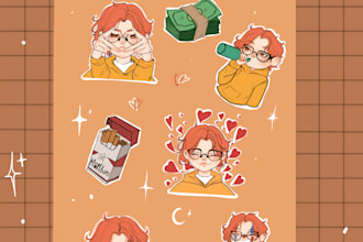 illustrate digital stikers package with love for you