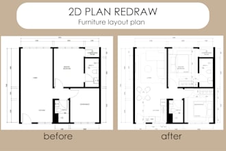 redraw and design floor plan for residential and commercial