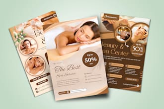 design a luxury spa, massage, wellness, and beauty salon menu or skincare flyer