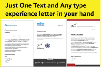 cv resume and any type of experience letter with sign stamp