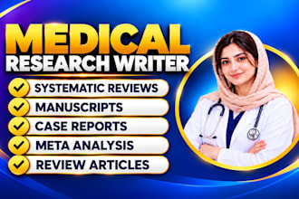 write medical research articles, systematic reviews and case reports