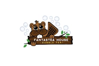 design honorable admirable bubble tea shop logo