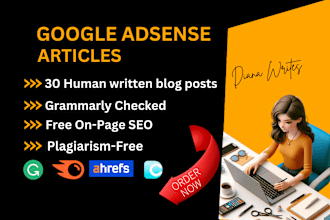 write 30 unique bulk SEO articles and blog posts for google adsense approval