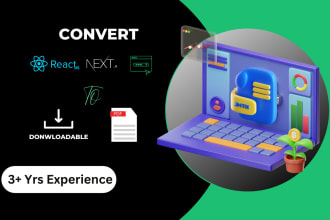 convert downloadable pdf from react js nextjs and web app