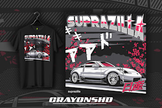 draw vector cartoon car design for tshirt