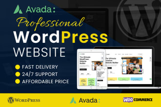 design, redesign wordpress website with elementor pro or customize avada theme