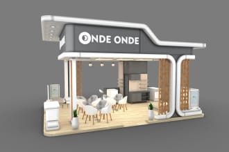 design 3d stall, stand booth for exhibition and kiosk, shop visualize render
