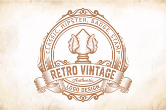 design unique and awesome retro vintage logo with hand drawn illustration