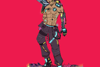 do a cyberpunk anime art