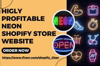 design highly profitable neon shopify store neon sign lighting led neon website