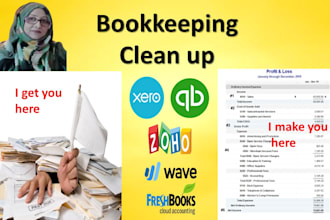 do bookkeeping, clean up, catch up your quickbooks online, xero, wave, and zoho