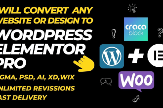 convert wix, design, redesign or clone website into wordpress with elementor pro