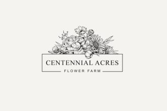 design floral, flower, garden, boho and hand drawn logo
