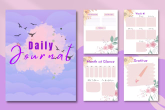 design ready to print digital journal, weekly planner, calendar, tracker