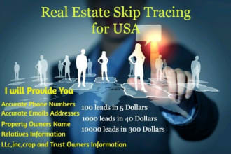 do real estate skip tracing, lead generation, provide motivated seller leads