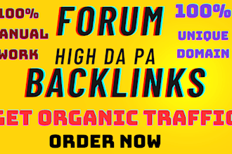 do 100 forum posting ,unique domain dofollow forum backlinks