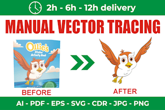 manual vector tracing, redraw logo or graphic design