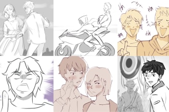 sketch you anime for comic, fanart, scene and storyboard
