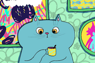 create a cat themed illustration for you