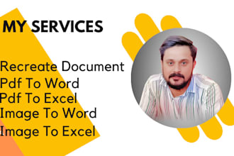 recreate or retype your pdf to word or excel