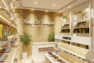 design and render interior of retail store, shop interior
