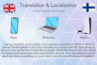 do translations and localizations from english to finnish