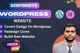 redesign,design duplicate or clone wix to wordpress by elementor pro