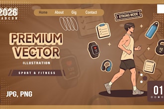 create custom fitness illustration for website and app