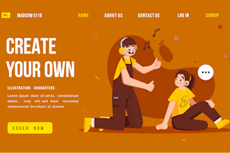 create flat illustration for hero section landing page