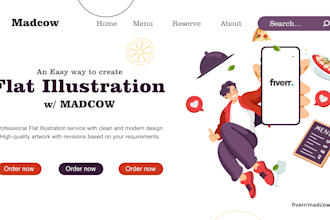 create flat illustration for hero section landing page