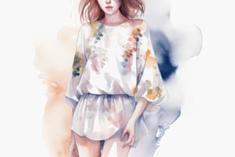 draw a fashion illustration, portrait, editorial, sketch