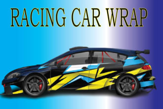 do modern racing car wrap, livery car wrap, rally car wrap, automotive car wrap