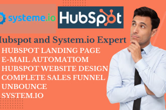 build hubspot landing page,  professional zoho, email automation, unbounce