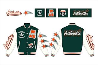 design of streetwear varsity jacket, letterman and clothing