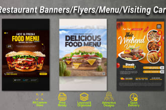 design attractive professional restaurant food menu ,banner or business flyer