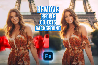 remove objects, people, edit photo background in photoshop