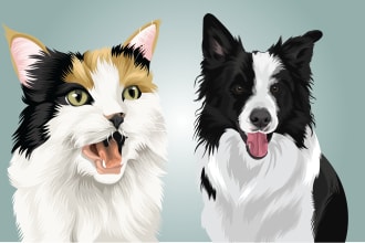 draw your pet, dog, or cat into a vector portrait