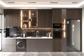 do unique 3d modeling kitchen design using 3ds max and vray