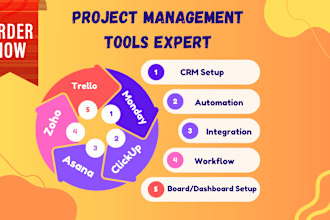 do your project management tasks, CRM on monday com, asana, clickup, zoho