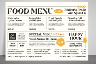 do restaurant menu design, food menu or digital menu