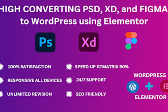 convert sketch, figma, xd, psd, to wordpress elementor