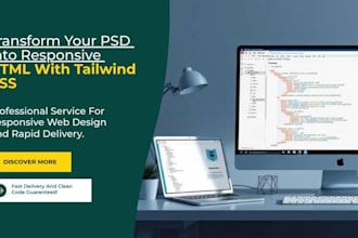 convert PSD to HTML tailwind CSS responsive design