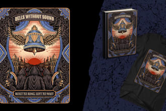 dark art design and ornamentation with engraving style