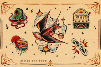 Best Price!  create any illustrations with old school tattoo style