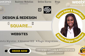 build professional square and squarespace website, online stores for businesses