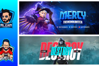 esports designs, gaming banner design, youtube banners and gaming logo