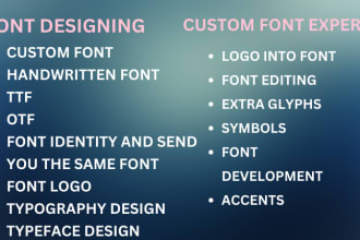 font logo, custom font design in ttf or otf, and typography,typeface design