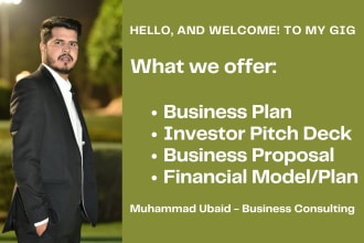 prepare business plan, pitch deck and financial plan for startups